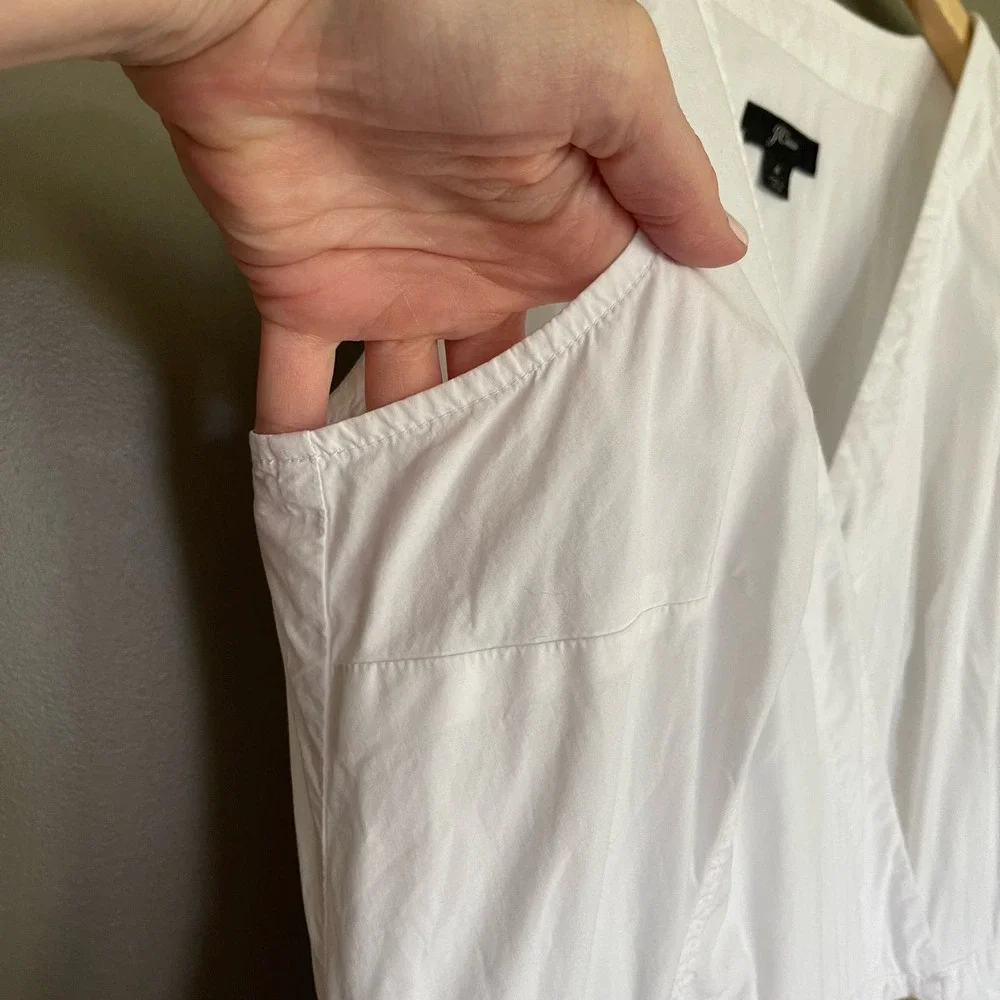 J. CREW Sleeveless Cotton Poplin A-line Shirtdress White Size‎ 4 Preppy Classic